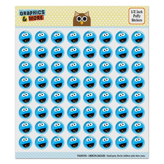 Sesame Street Cookie Monster Face Puffy Bubble Dome Scrapbooking Crafting Sticker Set