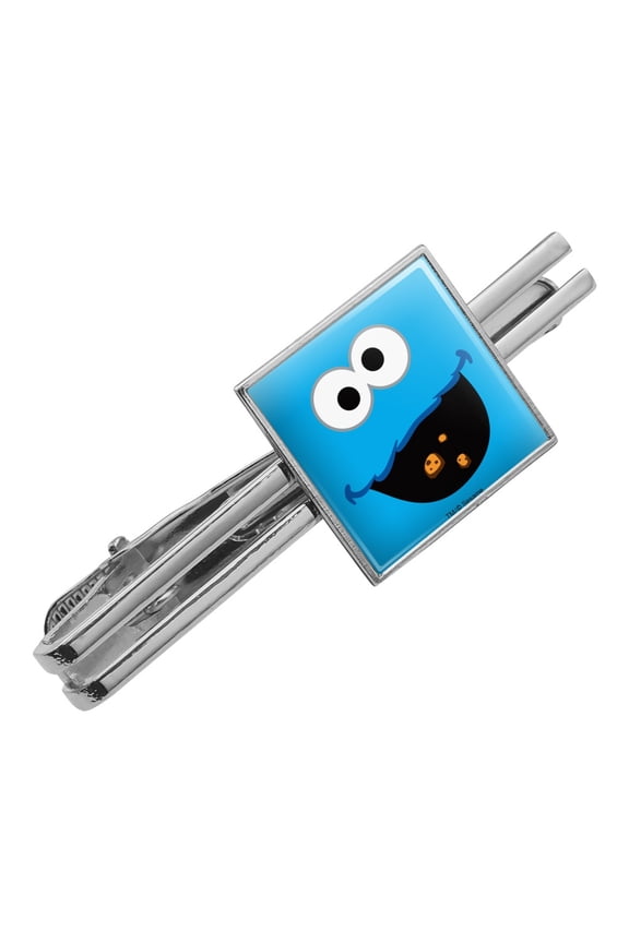 Sesame Street Cookie Monster Face Square Tie Bar Clip Clasp Tack- Silver or Gold