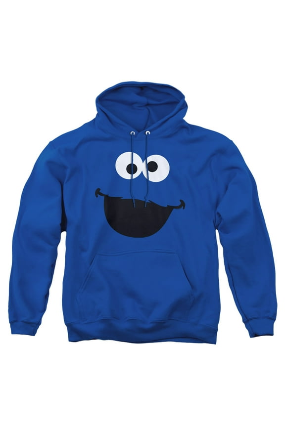 Cookie Monster Face Unisex Adult Pull-Over Heather Hoodie, 2X-Large, Royal Blue