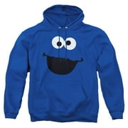 SESAME STREET Cookie Monster Face Unisex Adult Pull-Over Heather Hoodie, 3X-Large, Royal Blue