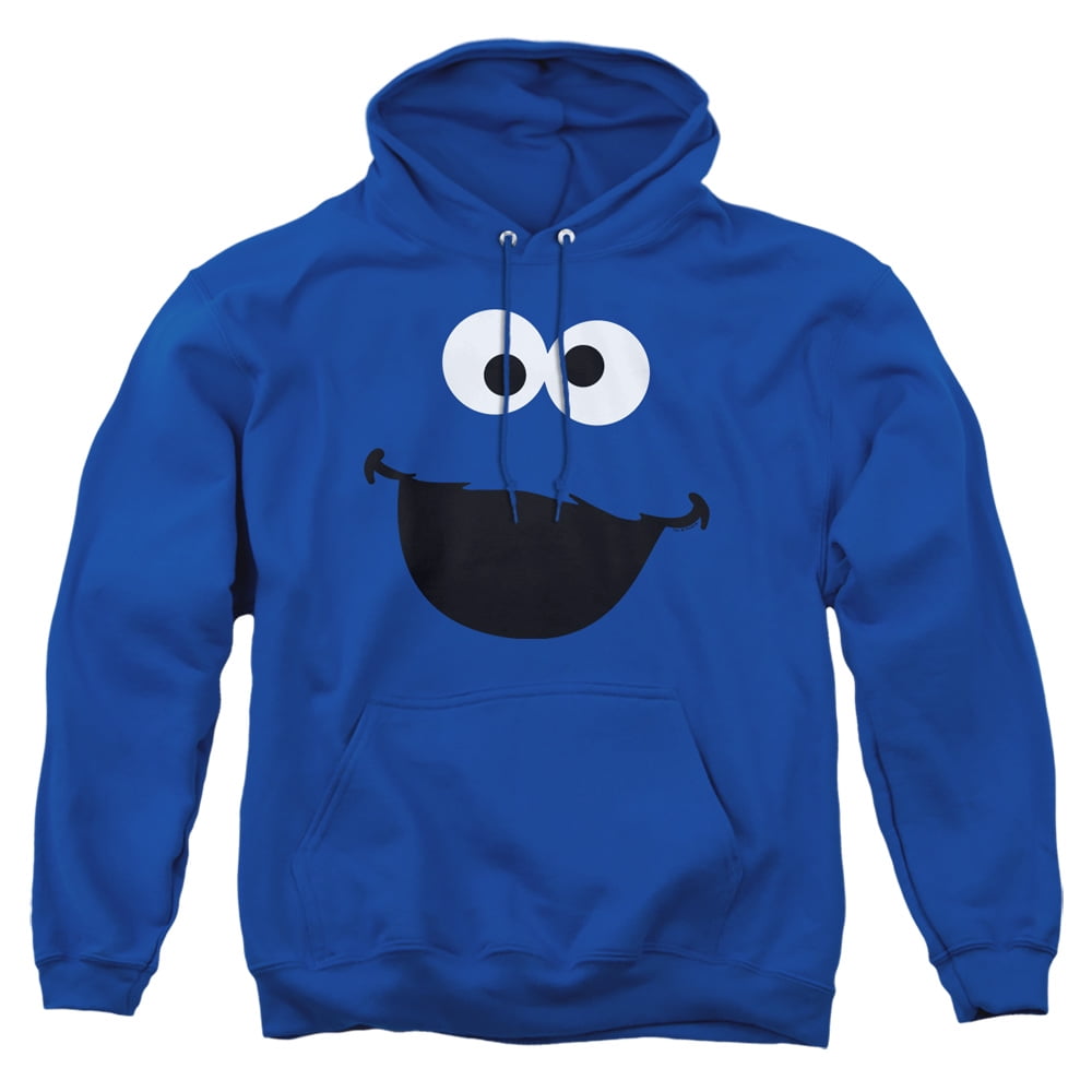 Cookie Monster Face Unisex Adult Pull-Over Heather Hoodie, Small, Royal Blue