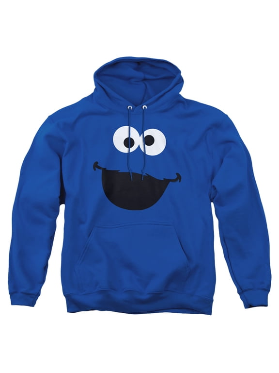 Cookie Monster Face Unisex Adult Pull-Over Heather Hoodie, Small, Royal Blue