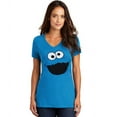 thumbnail image 1 of Sesame Street Cookie Monster Face V-Neck Junior Ladies T-Shirt, 1 of 1