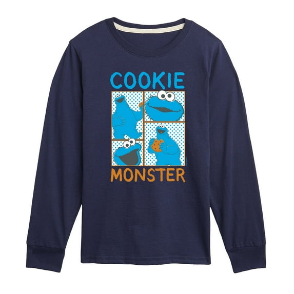 Sesame Street - Cookie Monster Grid - Toddler and Youth Long Sleeve T-Shirt