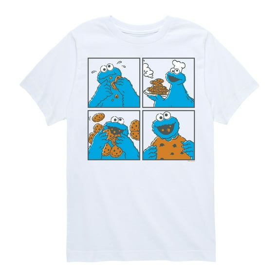 Sesame Street - Cookie Monster Grid - Toddler and Youth Short Sleeve Graphic T-Shirt