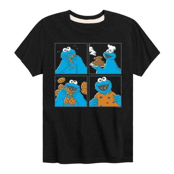 Sesame Street - Cookie Monster Grid - Toddler and Youth Short Sleeve Graphic T-Shirt