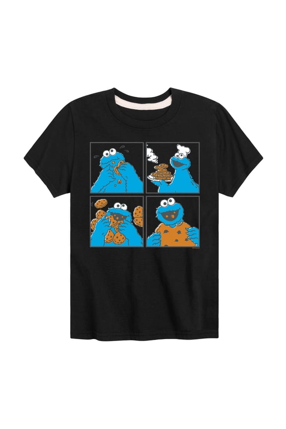 - Cookie Monster Grid - Toddler and Youth Short Sleeve Graphic T-Shirt