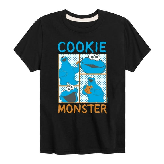 Sesame Street - Cookie Monster Grid - Toddler and Youth Short Sleeve Graphic T-Shirt
