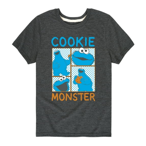 Sesame Street - Cookie Monster Grid - Toddler and Youth Short Sleeve Graphic T-Shirt