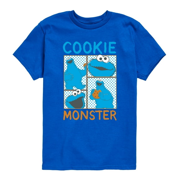 Sesame Street - Cookie Monster Grid - Toddler and Youth Short Sleeve Graphic T-Shirt
