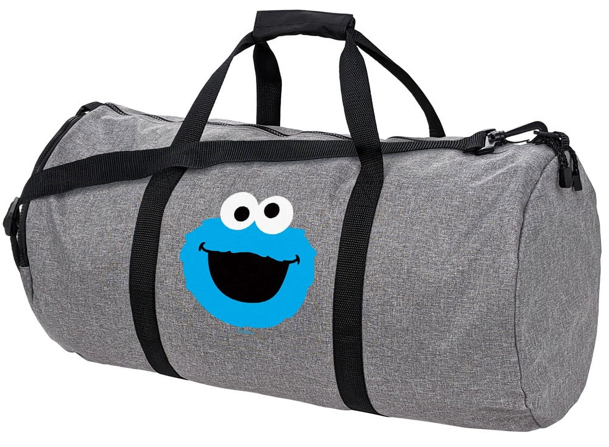 Sesame Street Cookie Monster Head Lightweight Duffel Bag for Sports and Gym Packable for Travel