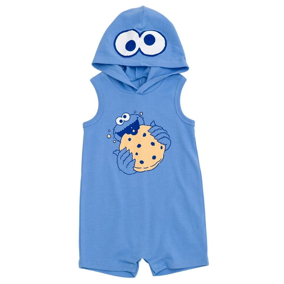 Sesame Street Cookie Monster Hooded Cosplay Romper Newborn to Little Kid