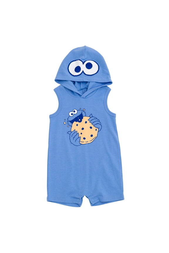 Cookie Monster Hooded Cosplay Romper Newborn to Little Kid