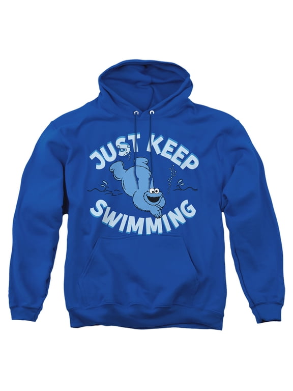 Cookie Monster Just Keep Jumping Adult Pull-Over Hoodie, Royal, 3X-Large