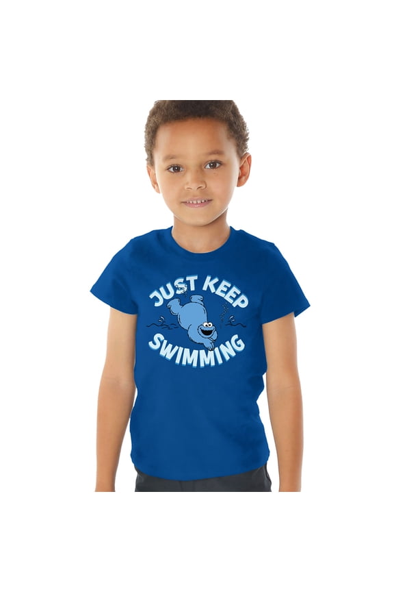 Cookie Monster Just Keep Jumping Kids T Shirt (2) for Toddler Boys and Girls, Royal