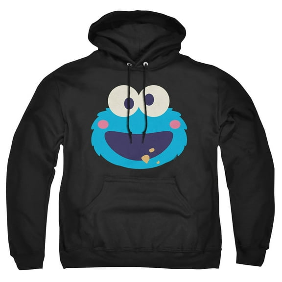 Sesame Street Cookie Monster Kawaii Face Adult Pull-Over Hoodie, Black, 2X-Large