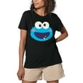 thumbnail image 1 of Sesame Street Cookie Monster Kawaii Face Women's Loose T-Shirt, Black, Medium, 1 of 5