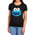 thumbnail image 1 of Sesame Street Cookie Monster Kawaii Face Women's T Shirt, Black, X-Large, 1 of 5