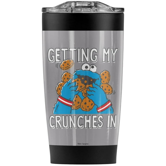 Sesame Street/Cookie Monster My Crunches Stainless Steel Tumbler 20 oz Coffee Travel Mug/Cup, Vacuum Insulated & Double Wall with Leakproof Sliding Lid | Great for Hot Drinks and Cold Beverages