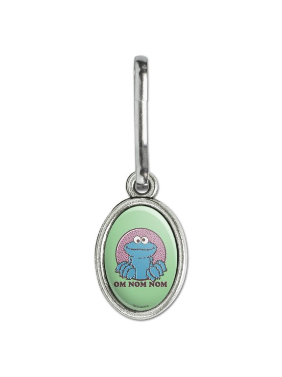 Sesame Street Cookie Monster Om Nom Nom Antiqued Oval Charm Clothes Purse Suitcase Backpack Zipper Pull Aid