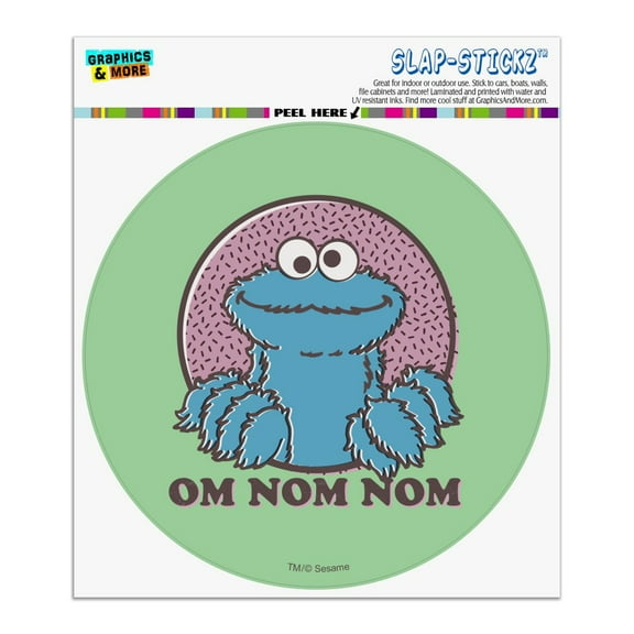 Sesame Street Cookie Monster Om Nom Nom Automotive Car Window Locker Circle Bumper Sticker