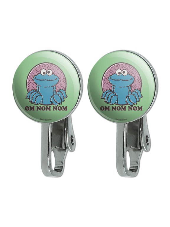 Sesame Street Cookie Monster Om Nom Nom Novelty Clip-On Stud Earrings