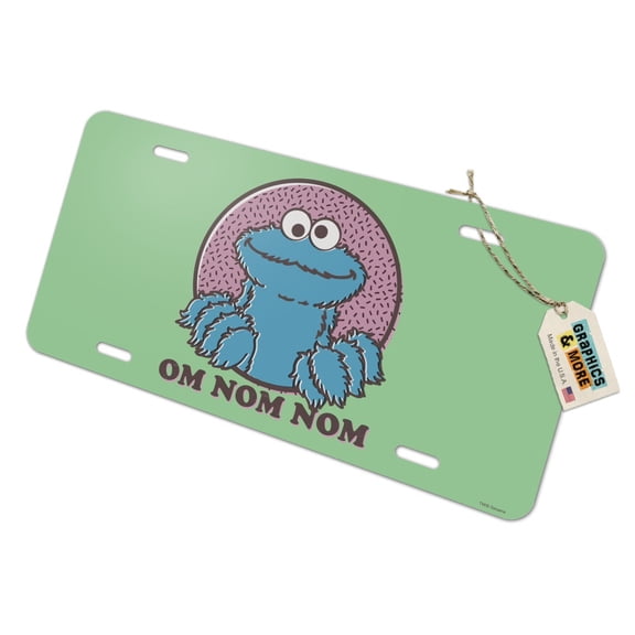 Sesame Street Cookie Monster Om Nom Nom Novelty Metal Vanity Tag License Plate