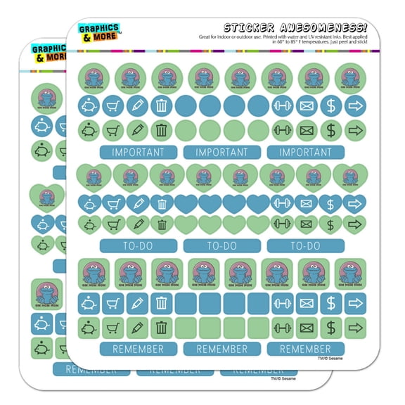 Sesame Street Cookie Monster Om Nom Nom Planner Calendar Scrapbooking Crafting Sticker Set