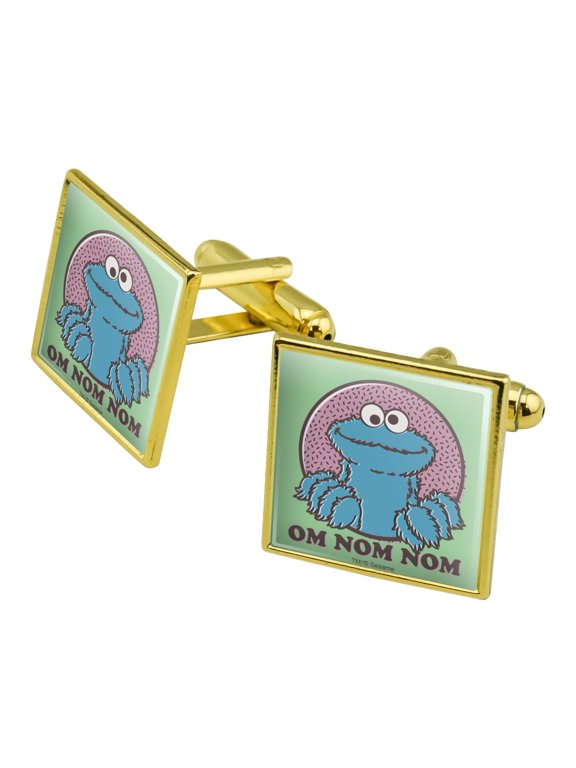 Sesame Street Cookie Monster Om Nom Nom Square Cufflink Set - Silver or Gold