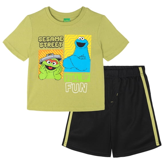 Sesame Street Cookie Monster Oscar the Grouch T-Shirt and Mesh Shorts Outfit Set Infant to Little Kid