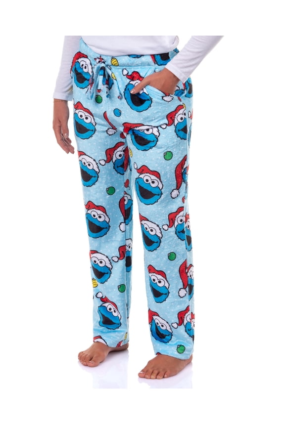 Sesame Street Cookie Monster Pajamas Women's Plush Fleece Adult Lounge Sleep Pants