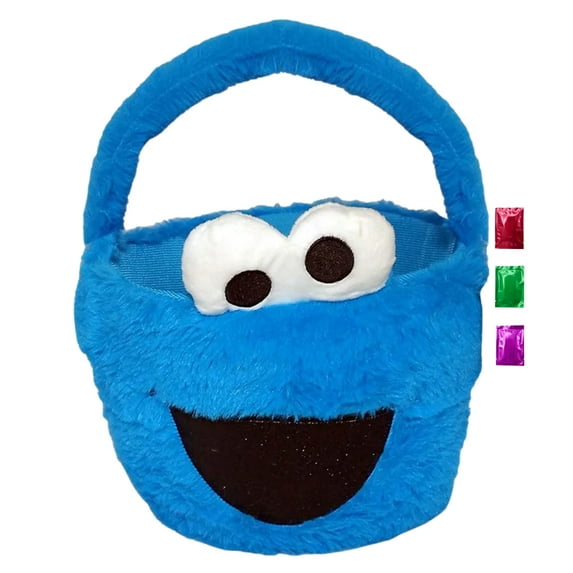 Sesame Street Cookie Monster Plush Easter Basket 1Pc, 10 Inch Soft Blue Basket for Egg Hunt Gift Basket Party Favor Holiday Storage Kids Easter Christmas Birthday Gifts w/ Snoep in Beperkte Oplage