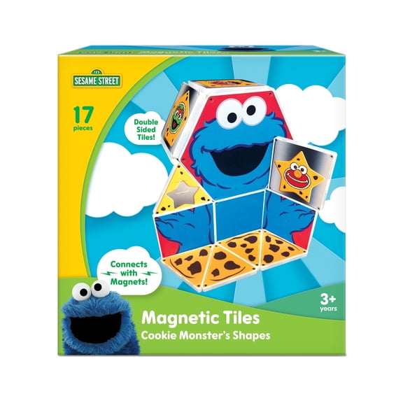 Sesame Street Cookie Monster Shapes Structure Set by Createon - The Original Magnetic Building Tiles Making Learning Shapes Fun and Hands-On, Educational Toy for Children Ages 3 Years +