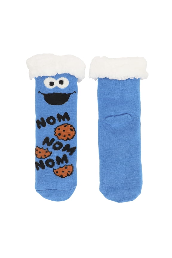 Sesame Street Cookie Monster Sherpa Lined Womens Faux Sherpa Lined Quarter Cozy Socks