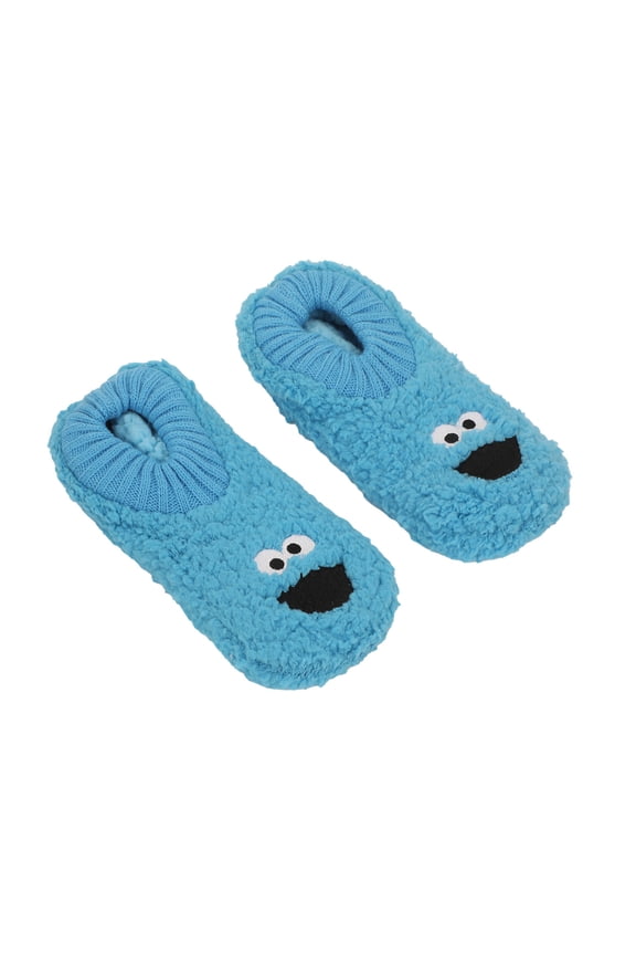 Sesame Street Cookie Monster Themed Women's Slipper Sock-Small-Medium