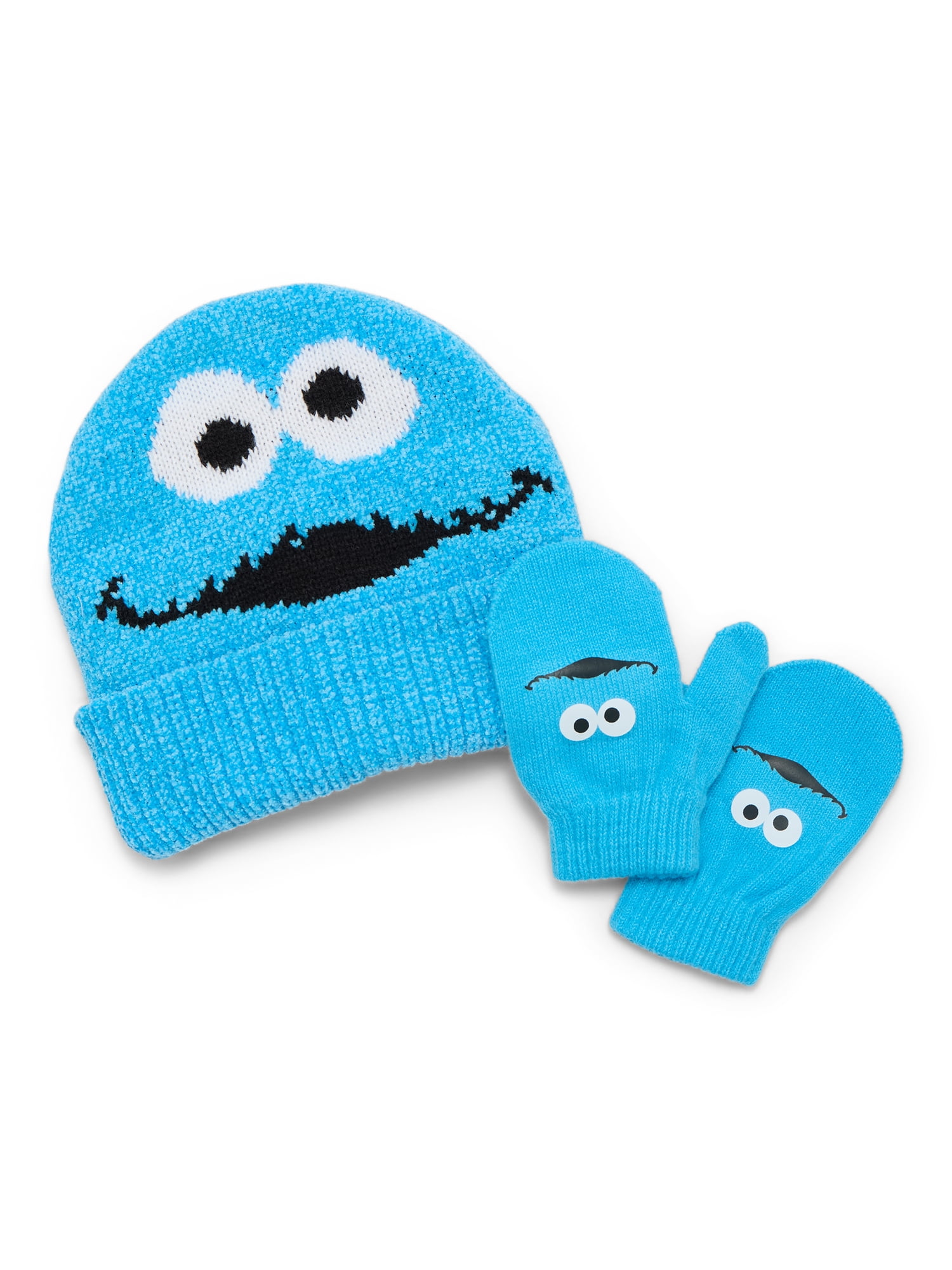 SESAME STREET Cookie Monster Toddler Boys or Girls Beanie Hat and Gloves Set, 2-Piece, One Size