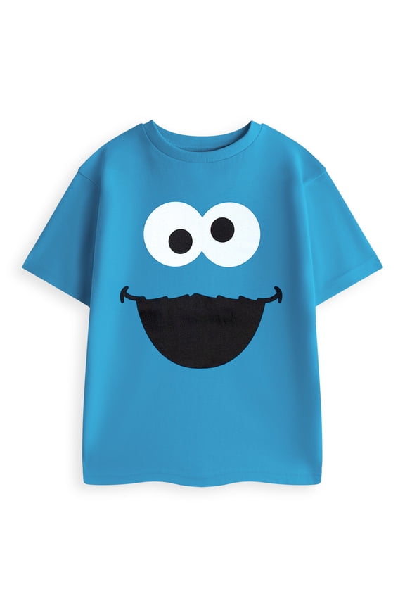 Cookie Monster Unisex Kids Blue Short Sleeved T-Shirt | 7-8 Years | Made by Vanilla Underground