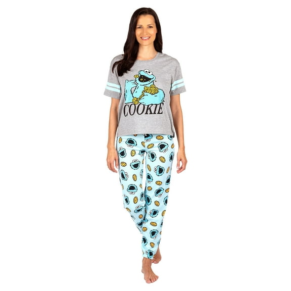 Sesame Street Cookie Monster Womens Pajama, 2 Piece Sleepwear Set, Cookie Monster, Size: Small