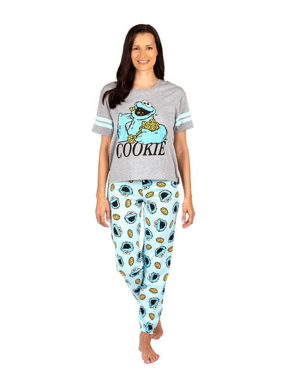 Sesame Street Cookie Monster Womens Pajama, 2 Piece Sleepwear Set, Cookie Monster, Size: Small