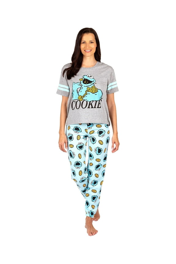 Sesame Street Cookie Monster Womens Pajama, 2 Piece Sleepwear Set, Cookie Monster, Size: Small