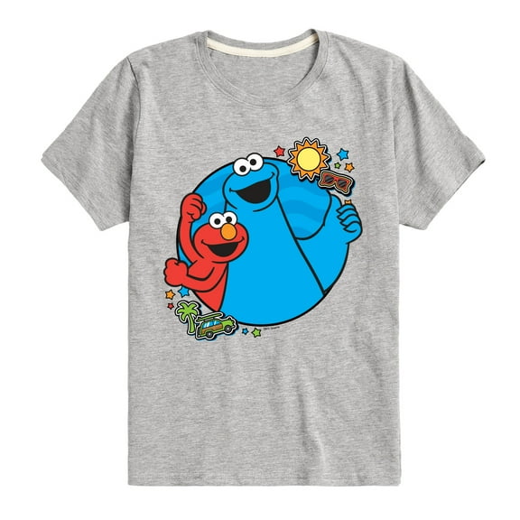 Sesame Street - Cookie Monster and Elmo Travel - Toddler and Youth Short Sleeve Graphic T-Shirt