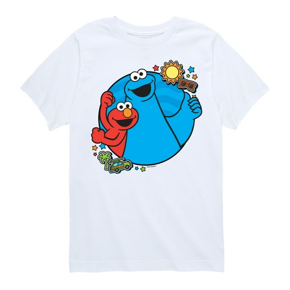 Sesame Street - Cookie Monster and Elmo Travel - Toddler and Youth Short Sleeve Graphic T-Shirt