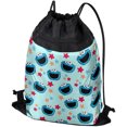 thumbnail image 1 of Sesame Street Cookie Pattern Drawstring Backpack Sports Bag Sackpack 17" x 13", Perfect for Gym, Yoga or Practice, 1 of 5