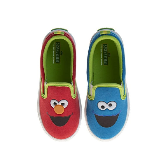 Sesame Street Cookie And Elmo Toddler Little Kids Slip On Sneakers, Red Blue, Size: 6