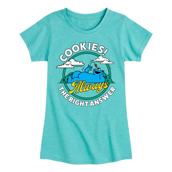 Sesame Street - Cookies Always The Right Answer - Girls Fitted Short Sleeve Graphic T-Shirt