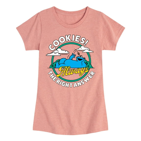 Sesame Street - Cookies Always The Right Answer - Girls Fitted Short Sleeve Graphic T-Shirt