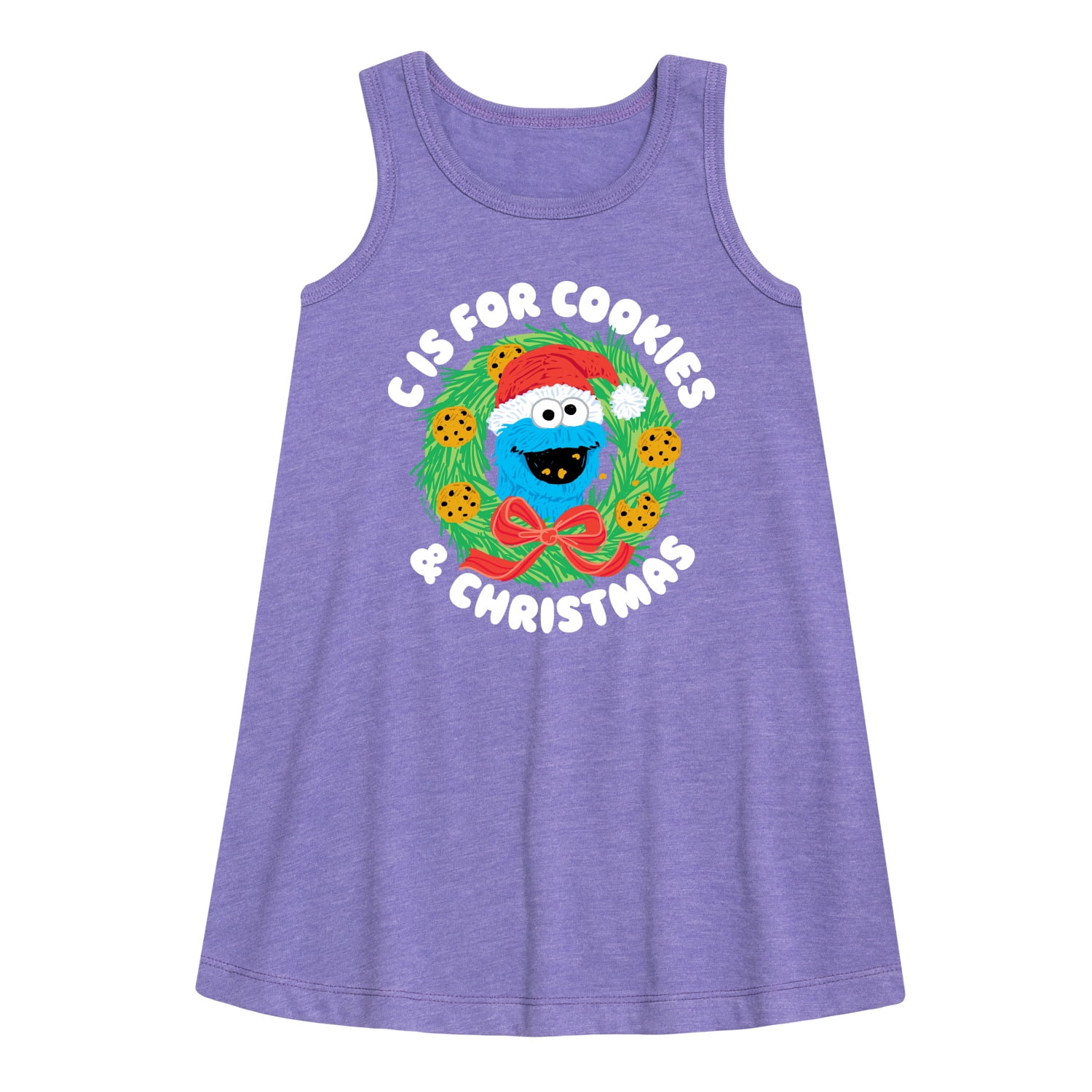 Sesame Street Cookies And Christmas Toddler Girls A line Dress sesame-street-cookies-and-christmas-toddler-girls-a-line-dress