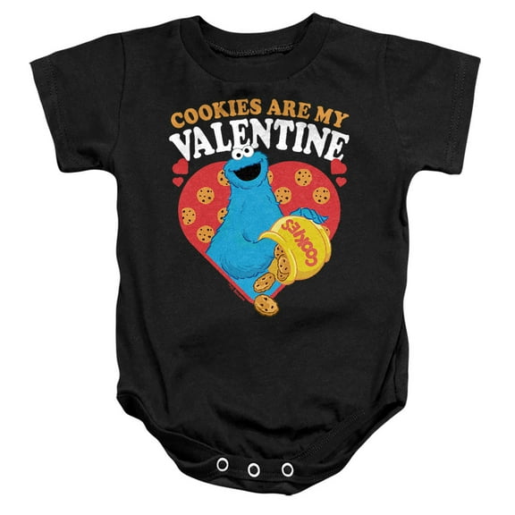 Sesame Street Cookies are my Valentine Unisex Infant Snap Suit for Baby, Black, Medium
