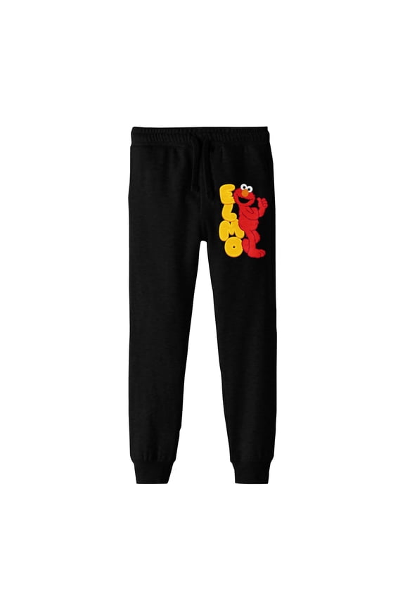 Sesame Street Core Elmo Graphic Boy's Black Jogger Pants