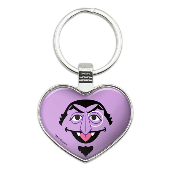 Sesame Street Count Face Keychain Heart Love Metal Key Chain Ring